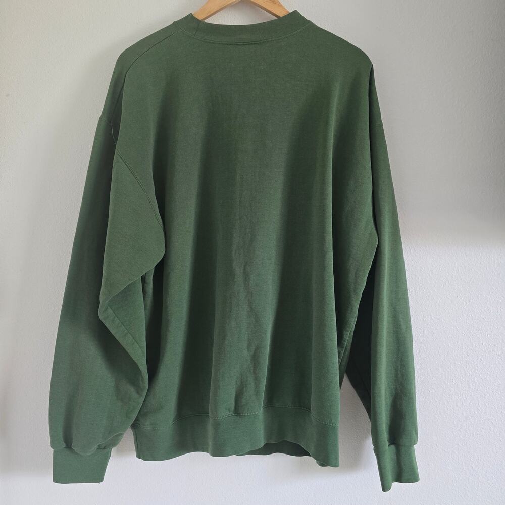 Vintage Adidas 90s Pullover Sweatshirt Green L Distressed Trefoil Embroidered - Picture 5 of 8